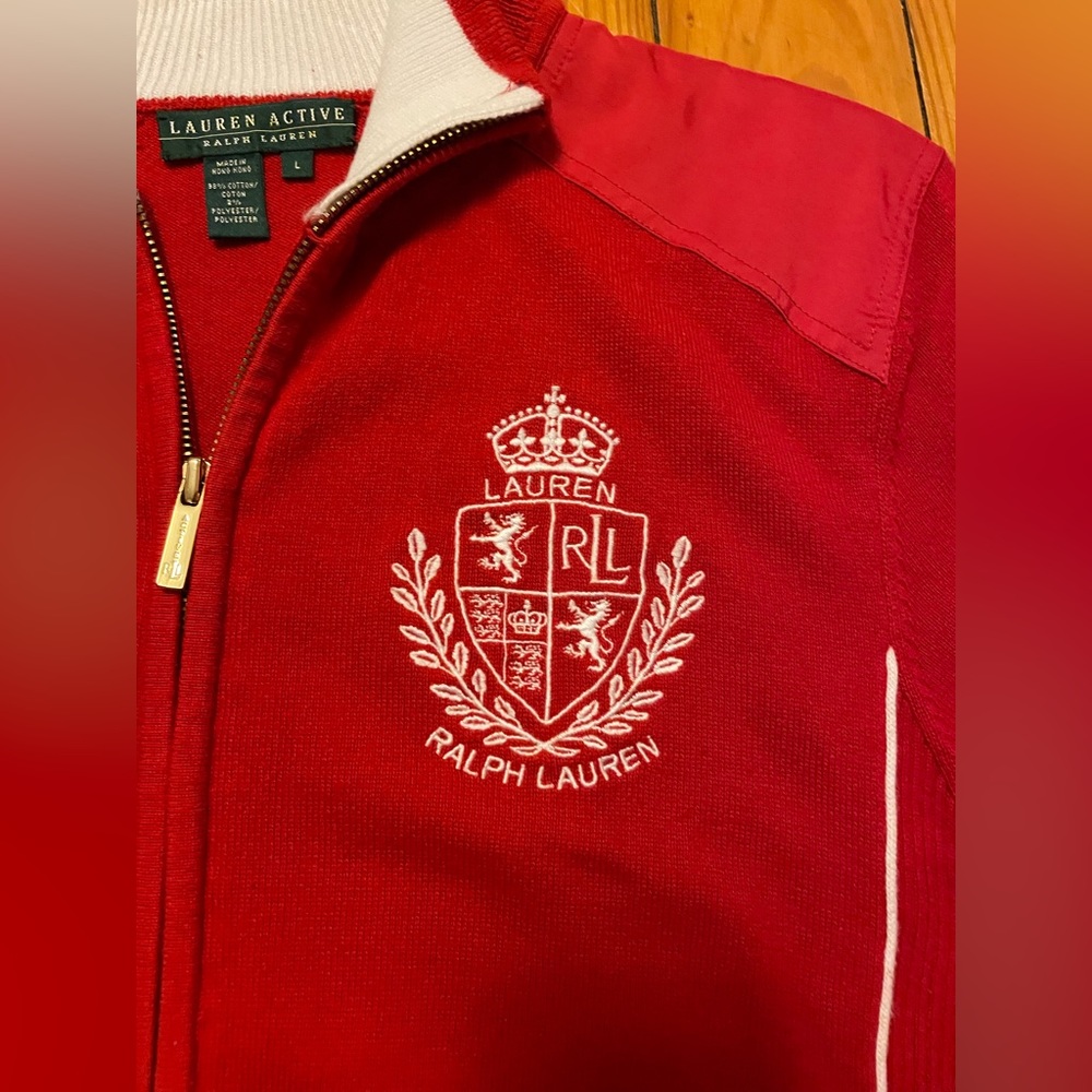 Lauren Ralph Lauren Hanna  Red Crested Summer-fit Golf Jacket Large